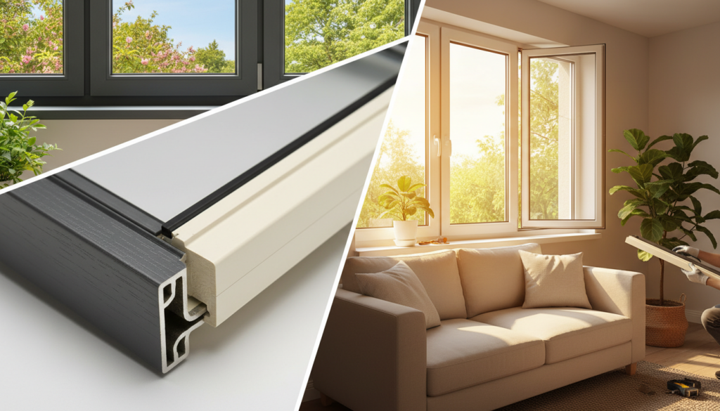 Montage von PVC-Fenster in zwei Farben